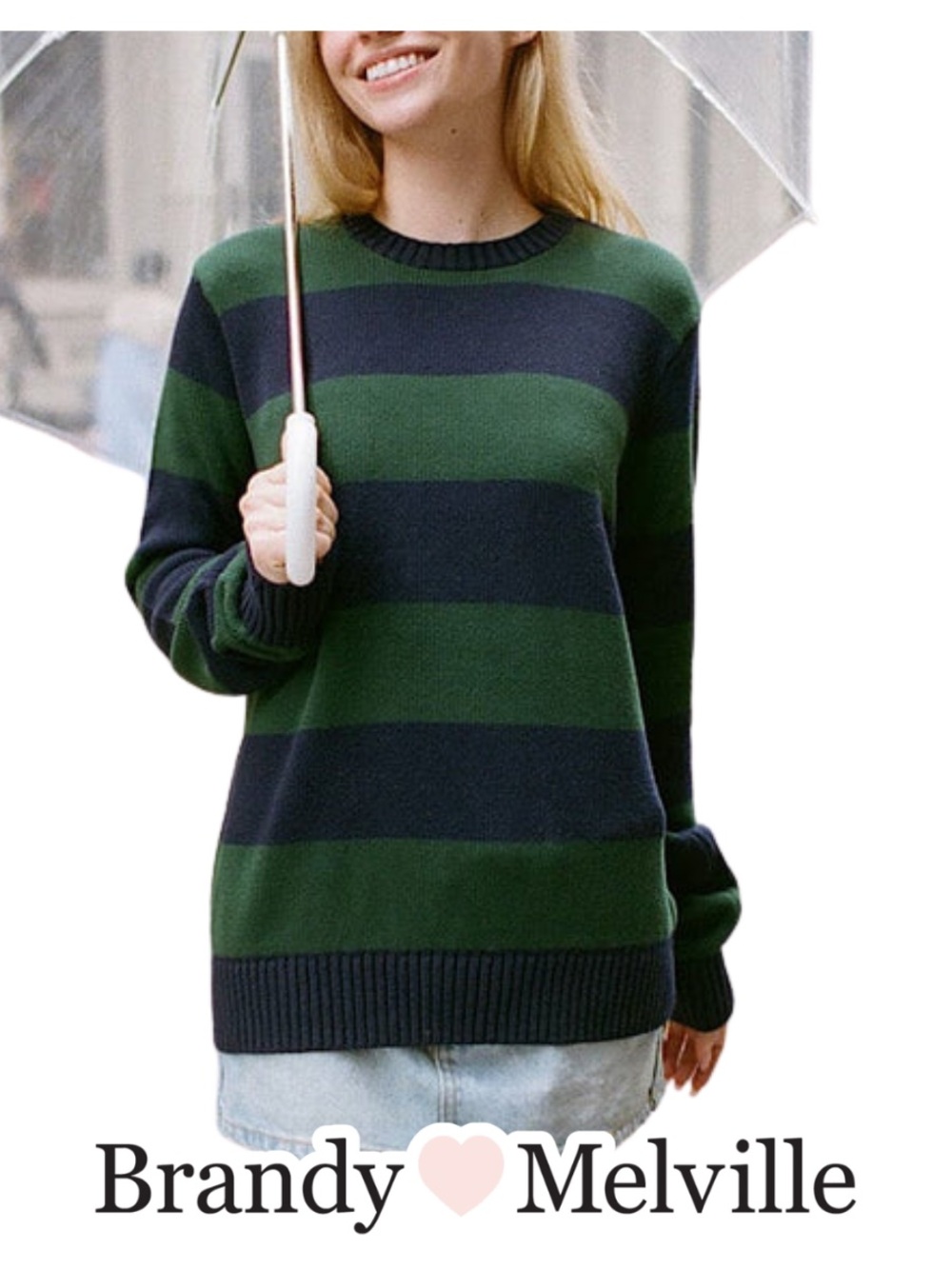 Brandy Melville | Brianna Oversized Striped Crewneck Cotton Sweater - Size OS